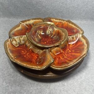 Vtg California Originals Lazy Susan Chip Dip‎ Set USA 146-298 5pc Serving READ